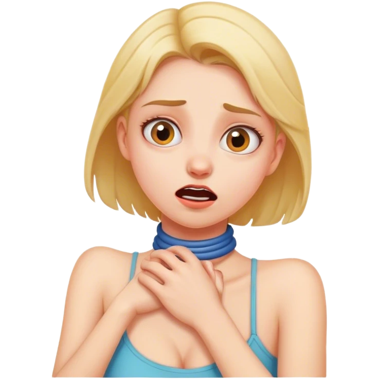 a girl grabbing herself by the neck and she looks like she is going crazy emoji