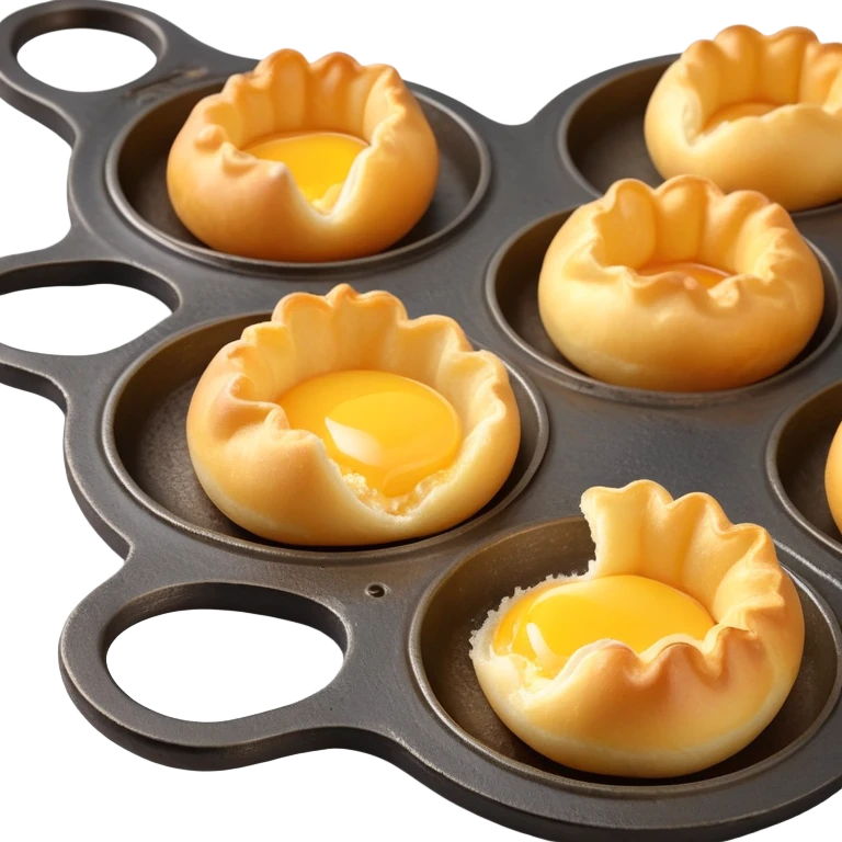 3D rendered authentic Hong Kong egg puffs (港式鸡蛋仔) being made in traditional iron mold, half-open showing bubble formation, golden batter, hyper-realistic texture emoji