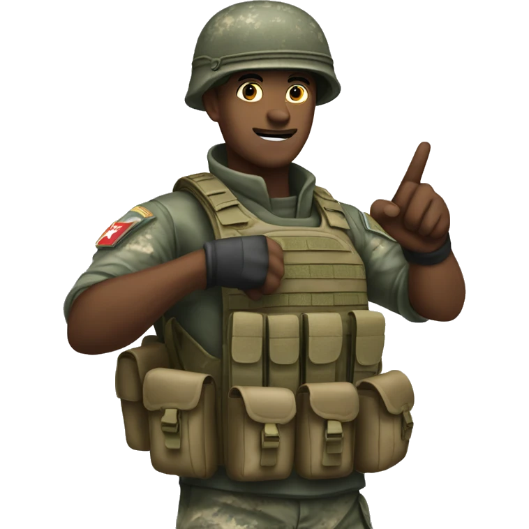 Male soldier pointing an assault rfile emoji