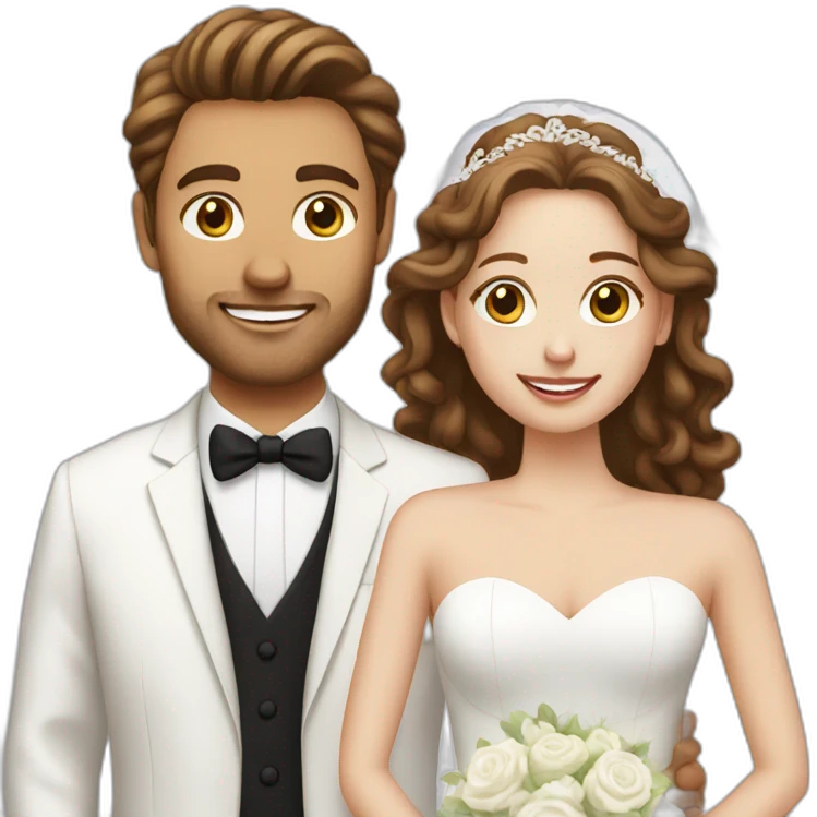 white couple people wedding brown hair emoji