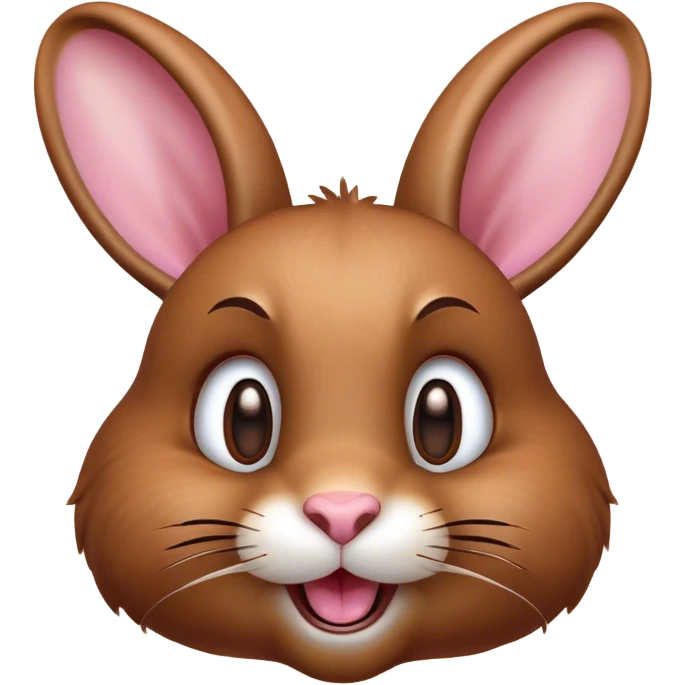 Cinematic Comical Brown Rabbit Portrait Emoji, Head tilted dramatically with an exaggeratedly amused expression, featuring a striking brown fur with lively, twitching ears and wide, expressive brown eyes filled with playful disbelief, Simplified yet hilariously expressive features, highly detailed, glowing with a slightly sassy glow, high shine, dramatic yet playful, stylized with an air of cheeky mischief, bright and endearing, soft glowing outline, capturing the essence of a spirited and over-the-top bunny, so meme-worthy it feels like it could side-eye its way into internet fame instantly! emoji