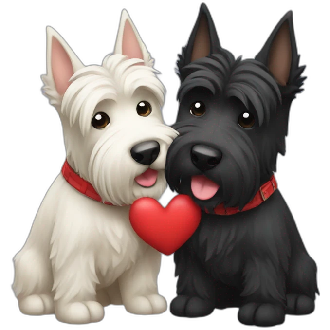 Two Scottish terrier kissing emoji