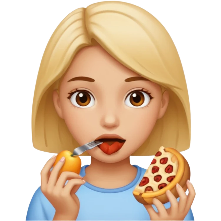 A girl eating  emoji