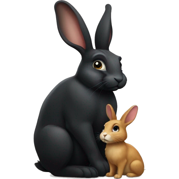 A big black rabbit and a small tan rabbit emoji