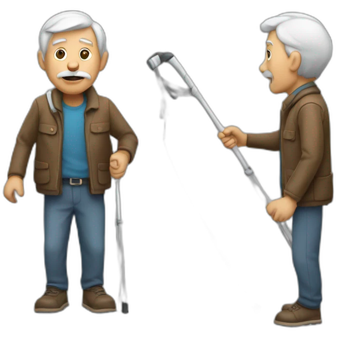 an old man with a crutch emoji