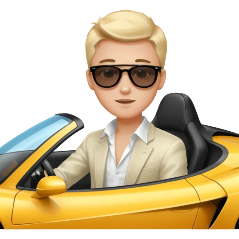 A rich boy in the super car going in speed  emoji