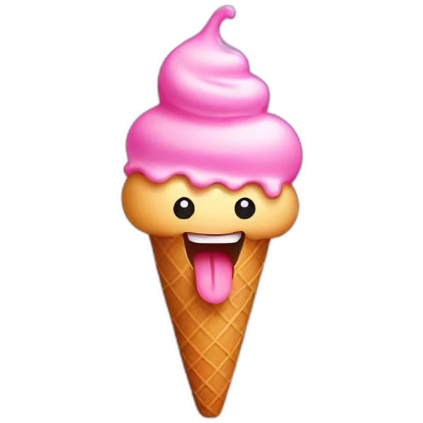 Pink Ice cream with a face, tongue out emoji