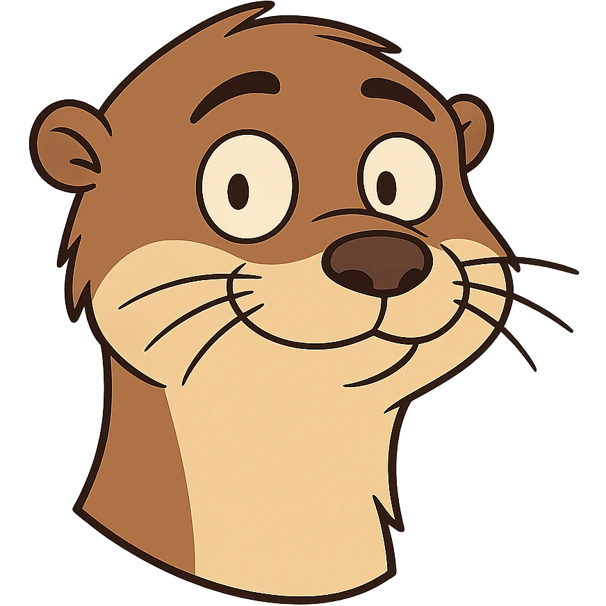 cute otter head, cartoon style, solid color background emoji