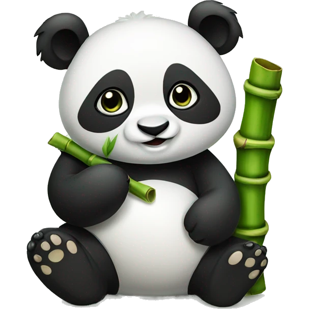 A panda eating a bamboo  emoji