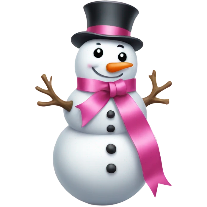 Snowman with pink ribbon emoji