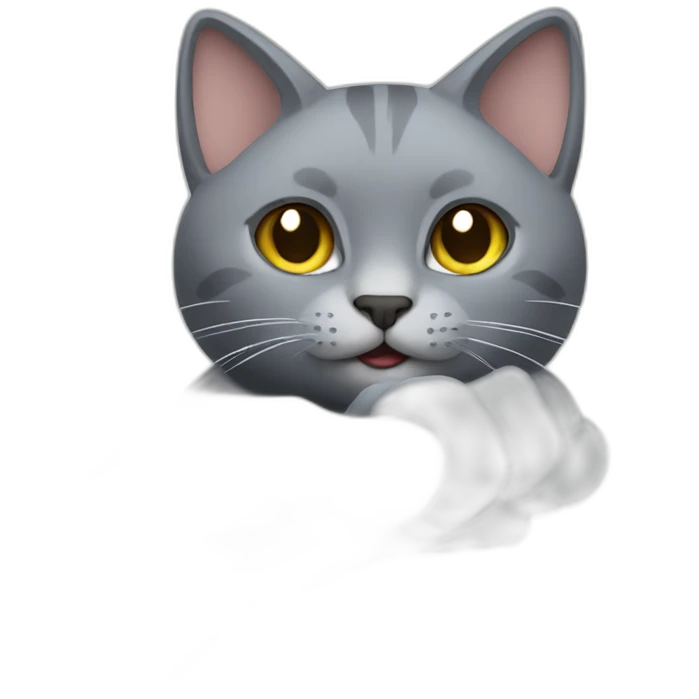 Grey cat who makes a finger of honor emoji