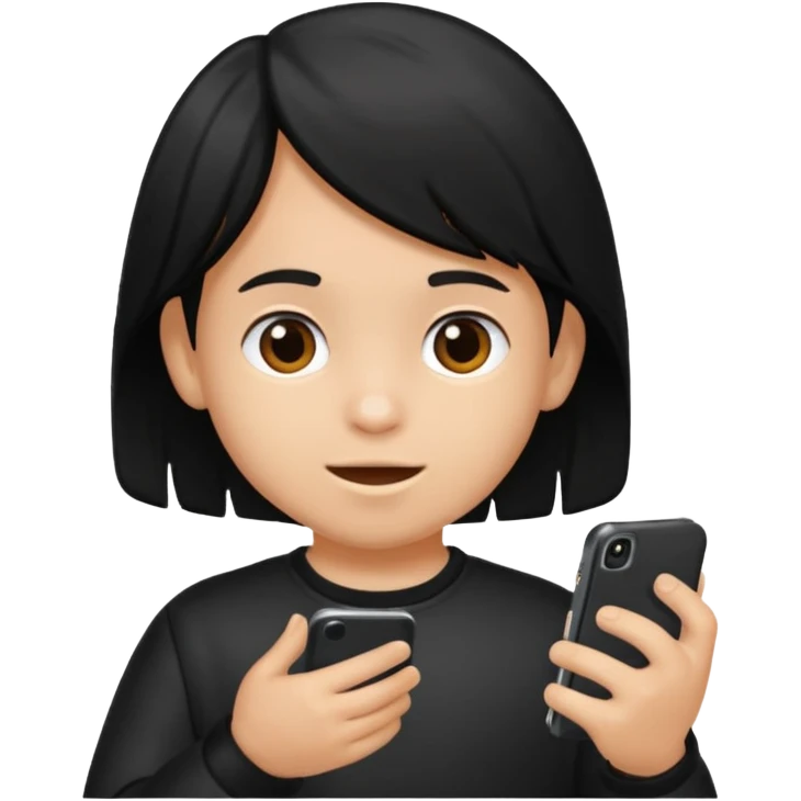 un niño de entre 3 - 10 años jugando con su celular (pelo negro) emoji