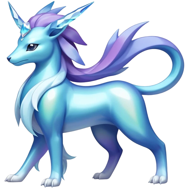Shiny Colorful Iridescent Amaura-Suicune-fakemon (full body) emoji