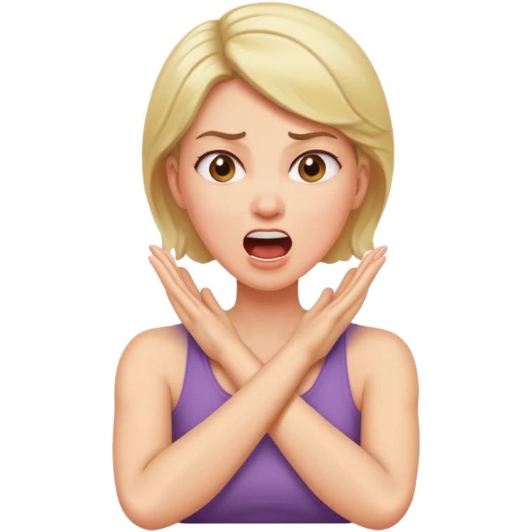 Arms crossed holding neck yelling women emoji