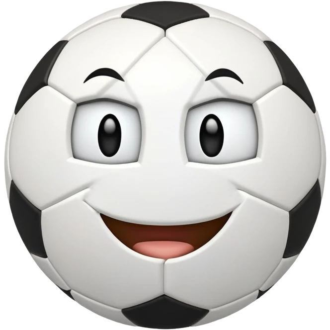 Soccer ball with a celebrate face emoji