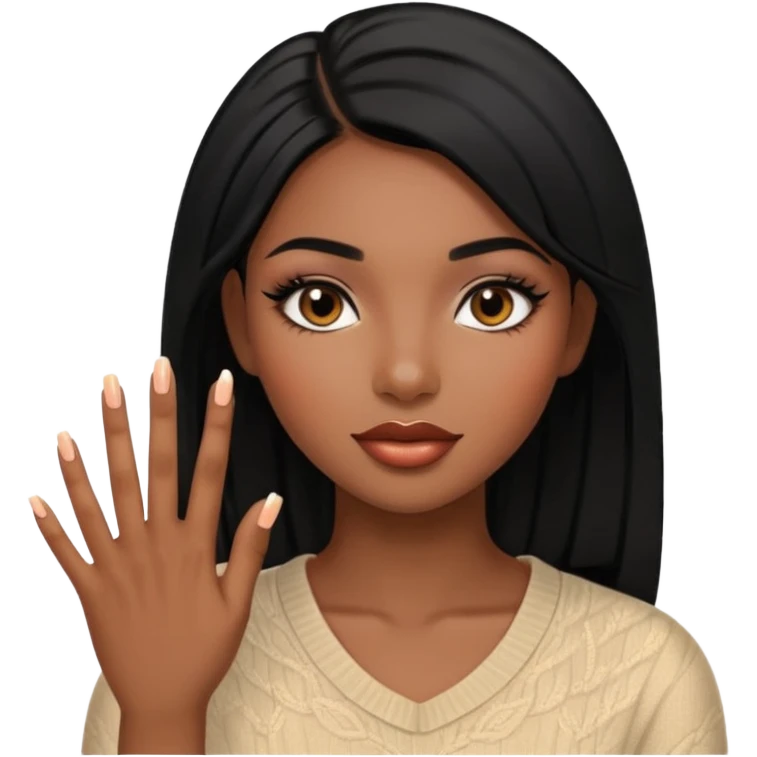 face girl with nails and cute make up black girl strait hair emoji