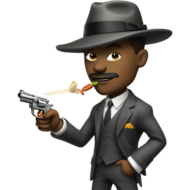 gangster playing football with a taco and toy gun emoji