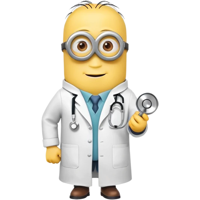 yellow minion character wearing doctor coat and stethoscope emoji