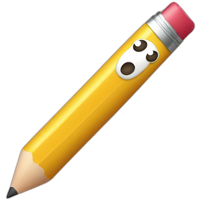 A fat, slightly thin, droopy-eyed, thick-lipped, big-headed, cute Japanese guy with a pencil in his hand and a smile on his face emoji