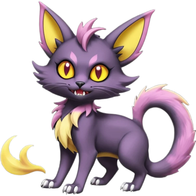 Dark gloomy gothic Black edgy cute Noivern-Noibat-Purloin-Torracat-Lykoi-Caracal-cat-Fakemon-fusion-hybrid-creature with an imp tail  emoji