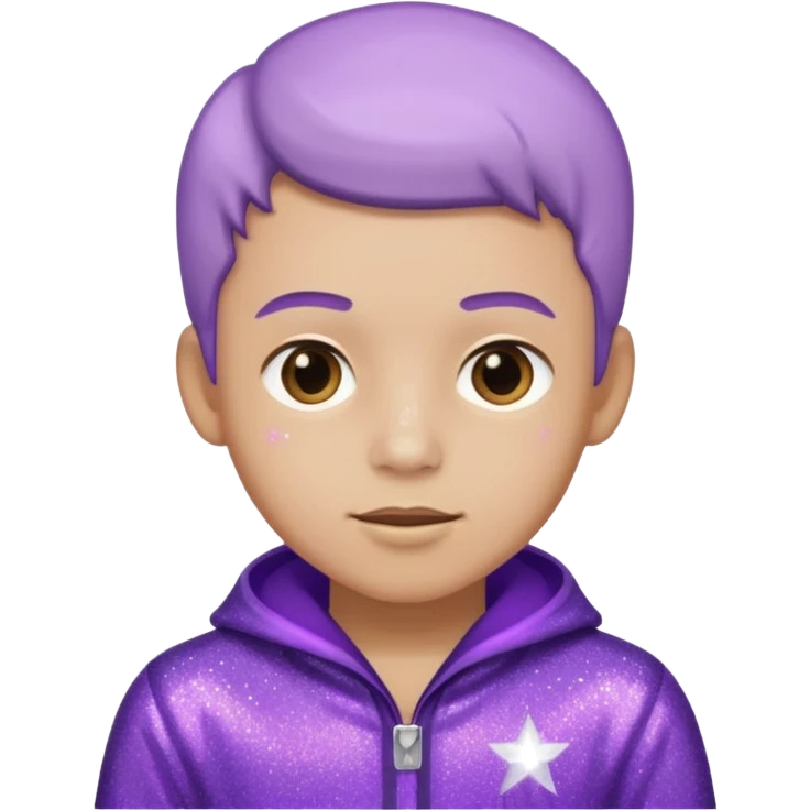 boy supervisor wearing glitter purple glittery clothes emoji