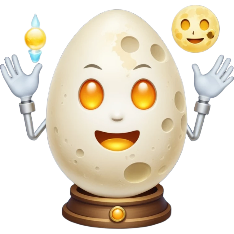 alchemy character cracking moon egg with light inside emoji