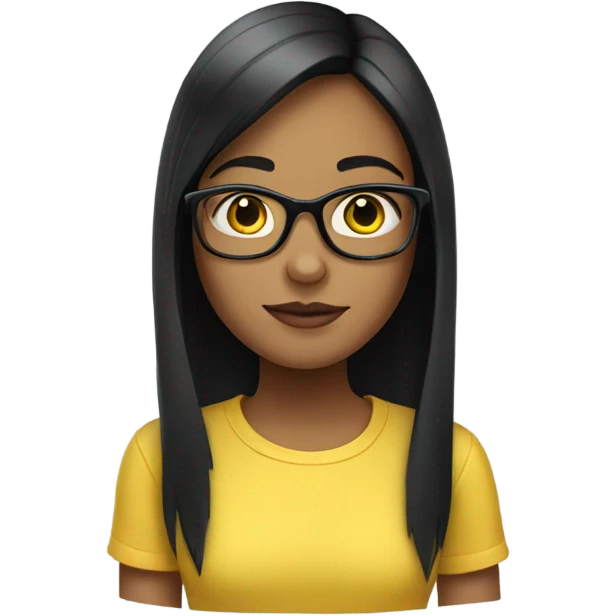 BLACK-straight-haired-girl-glasses-YELLOW-shirt emoji
