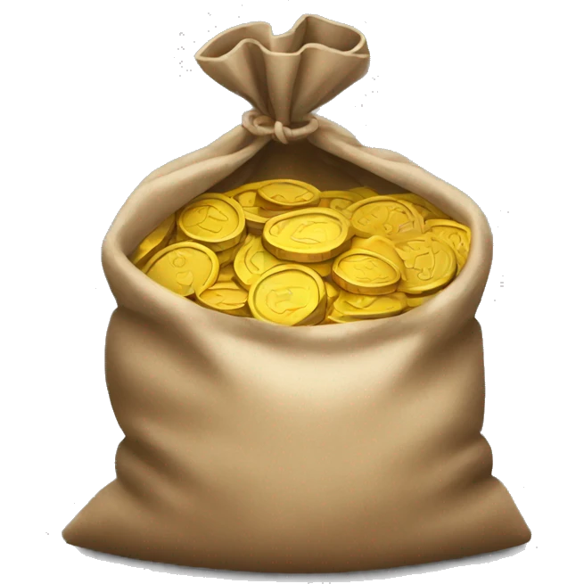 old open bag full of coins emoji