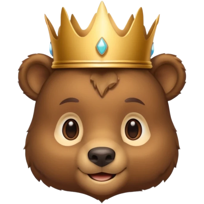 Bear Prince – brown bear cub with a shiny bronze crown, gentle smile. emoji