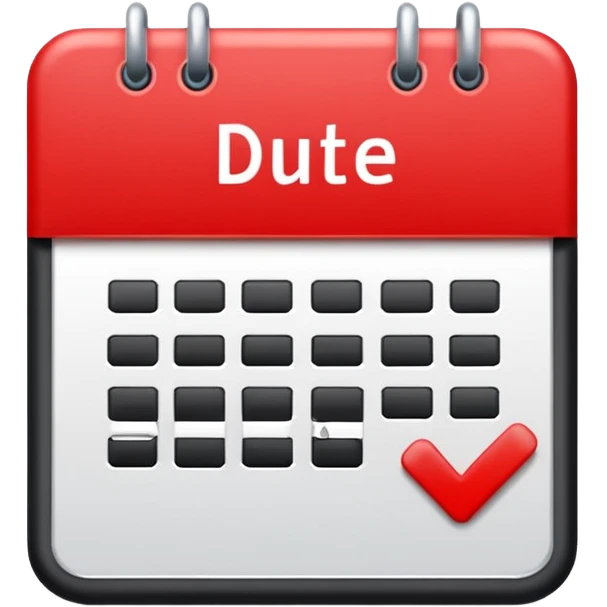 Letters “due date” on a red square  emoji