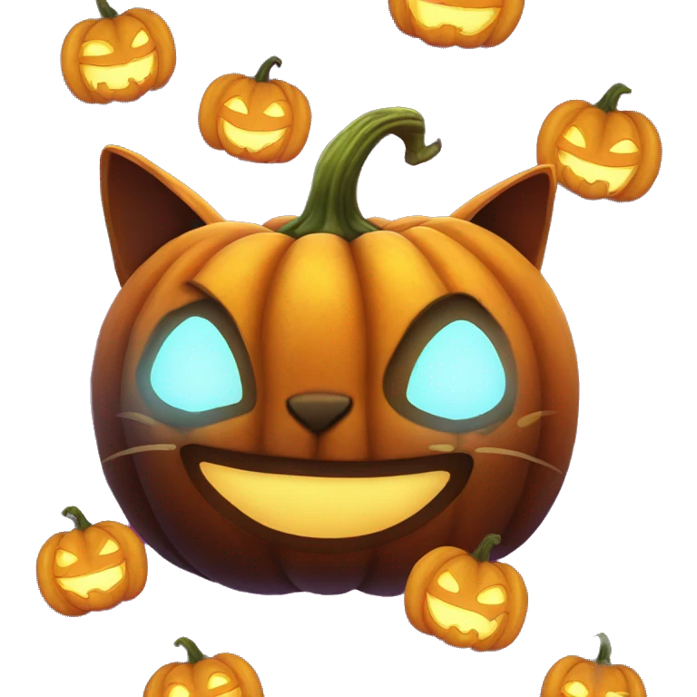 Glowing pumpkin with cat emoji