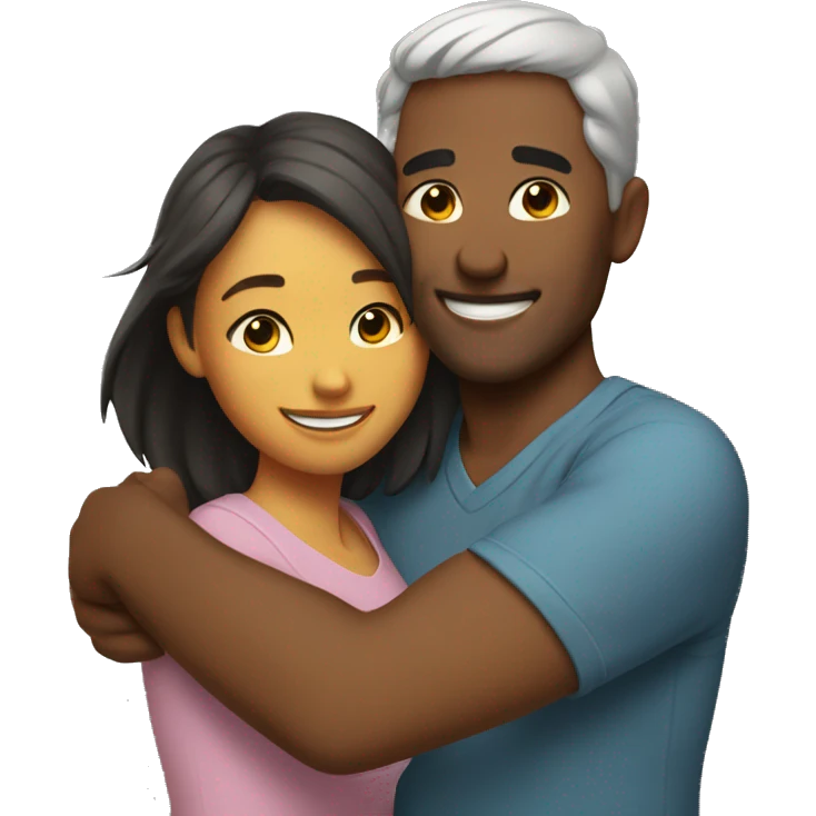 couple hug with warm smiles emoji