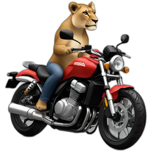 Lioness riding a honda rebel emoji