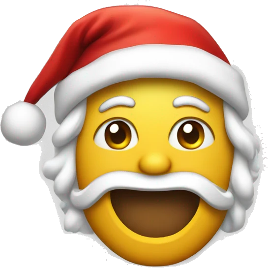 happy face emoji with a Santa hat emoji