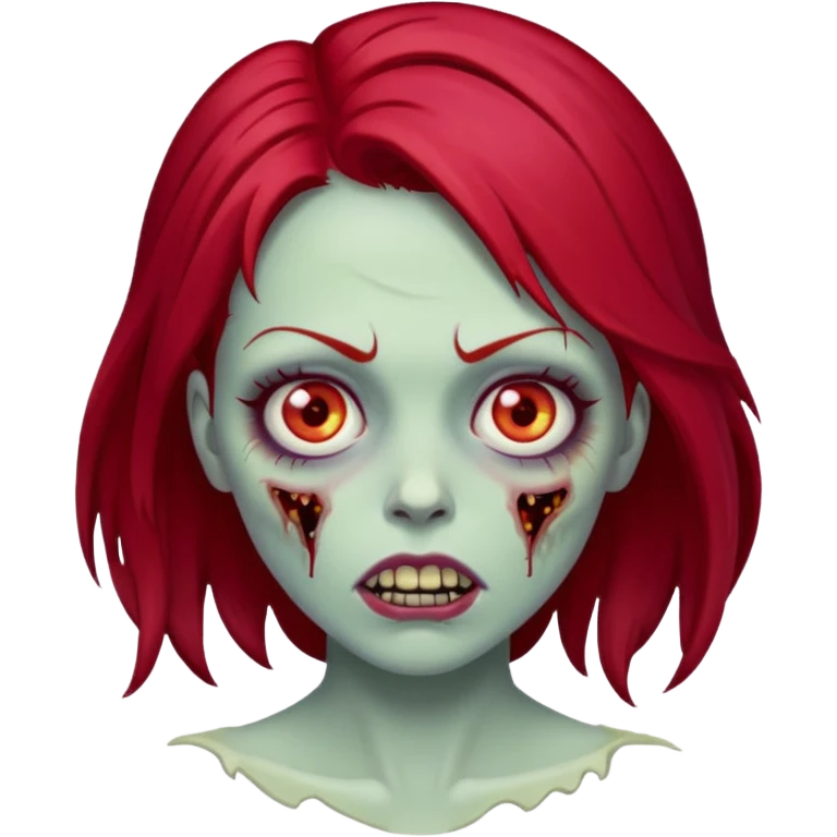 Zombie emoji woman with cherry red hair emoji