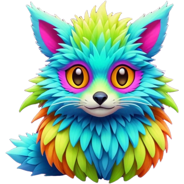 lush warm-colored modern colorful neon-colored Fakémon-Trico-creature emoji