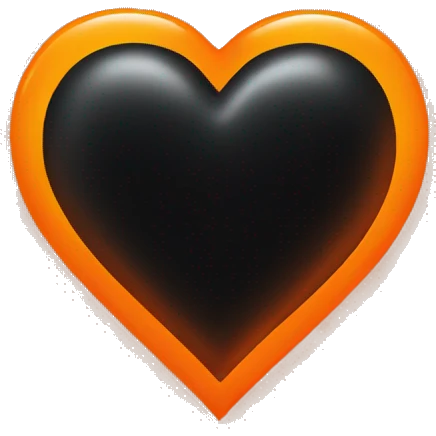 black heart glowing orange around the outside emoji