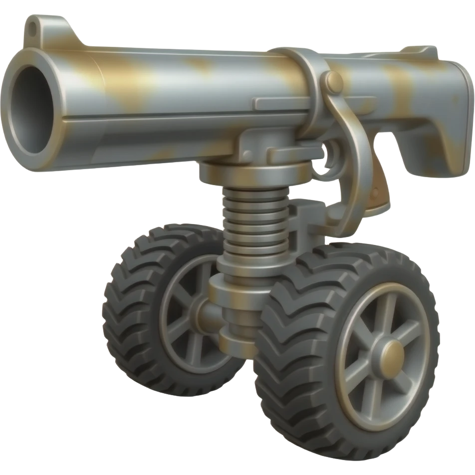 rusty gun machine on wheels emoji