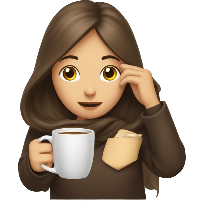 girl putting her head into a coffee cup emoji