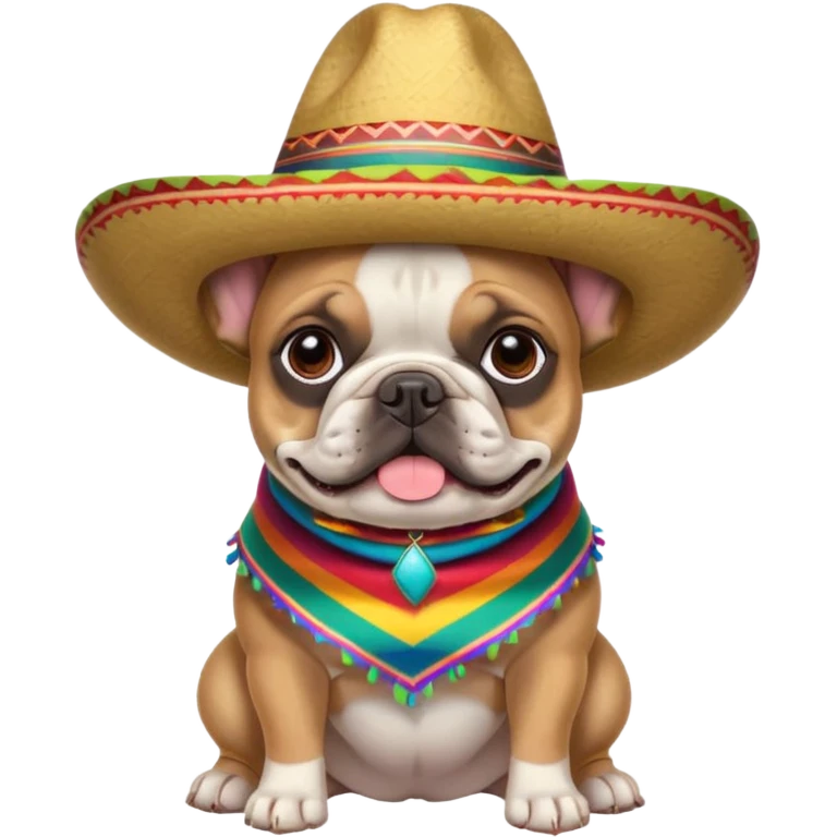 French bull dog wearing a Mexican hat and clothes  emoji