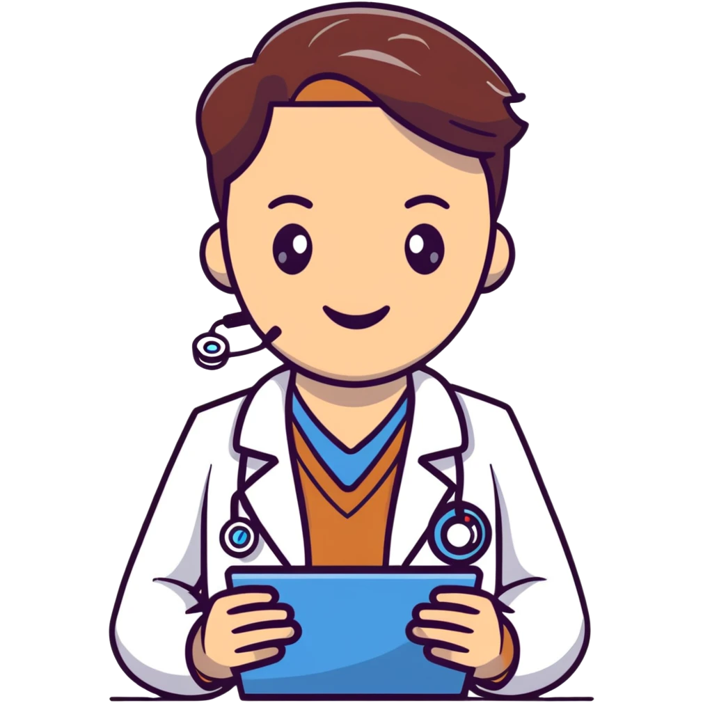 friendly doctor on a telemedicine video call with patient emoji