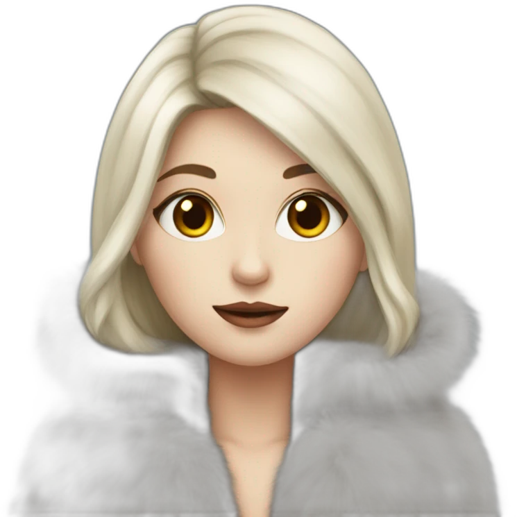 pale girl with dark hair in fur coat emoji