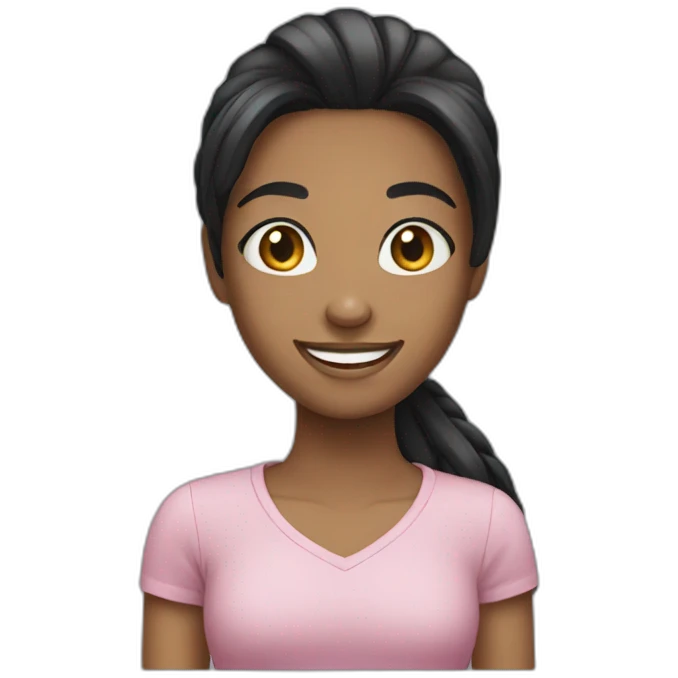 black straight hair girl smiling emoji