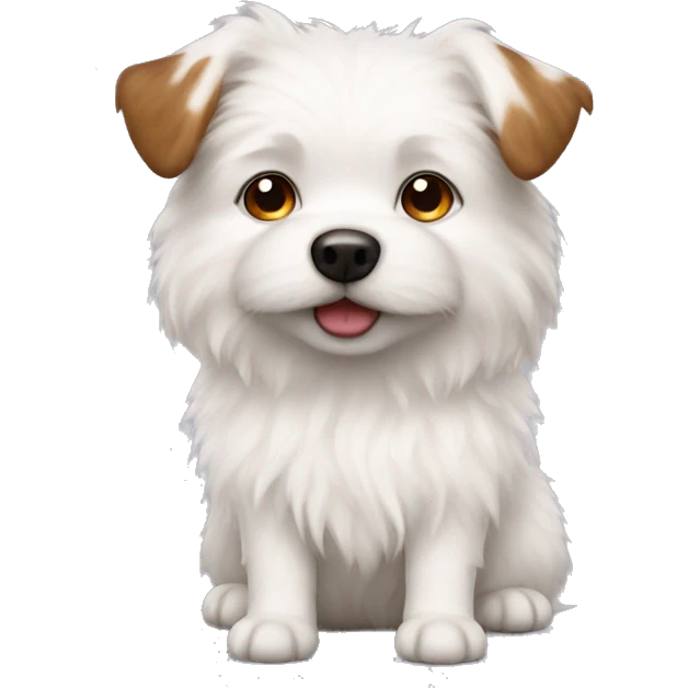 little white dog with little brown spots fluffy emoji