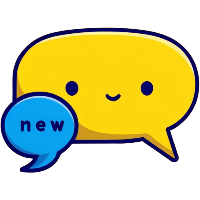 Speech BLUE bubble saying NEW emoji