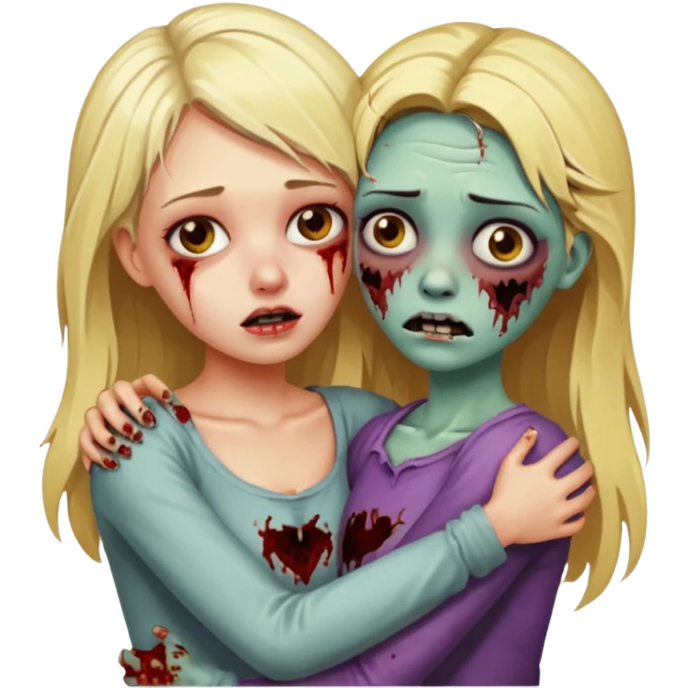 cute cruel blonde hugging zombie woman emoji