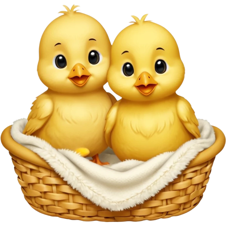 Two baby chicks cuddling in bed emoji