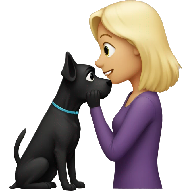 Blonde kissing black dog emoji