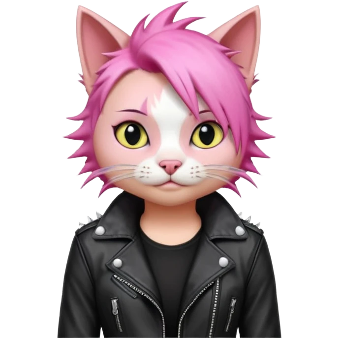 punker cat pink haired body shot emoji
