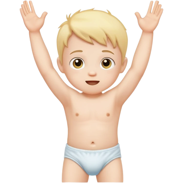 small kid in diaper with arms up emoji
